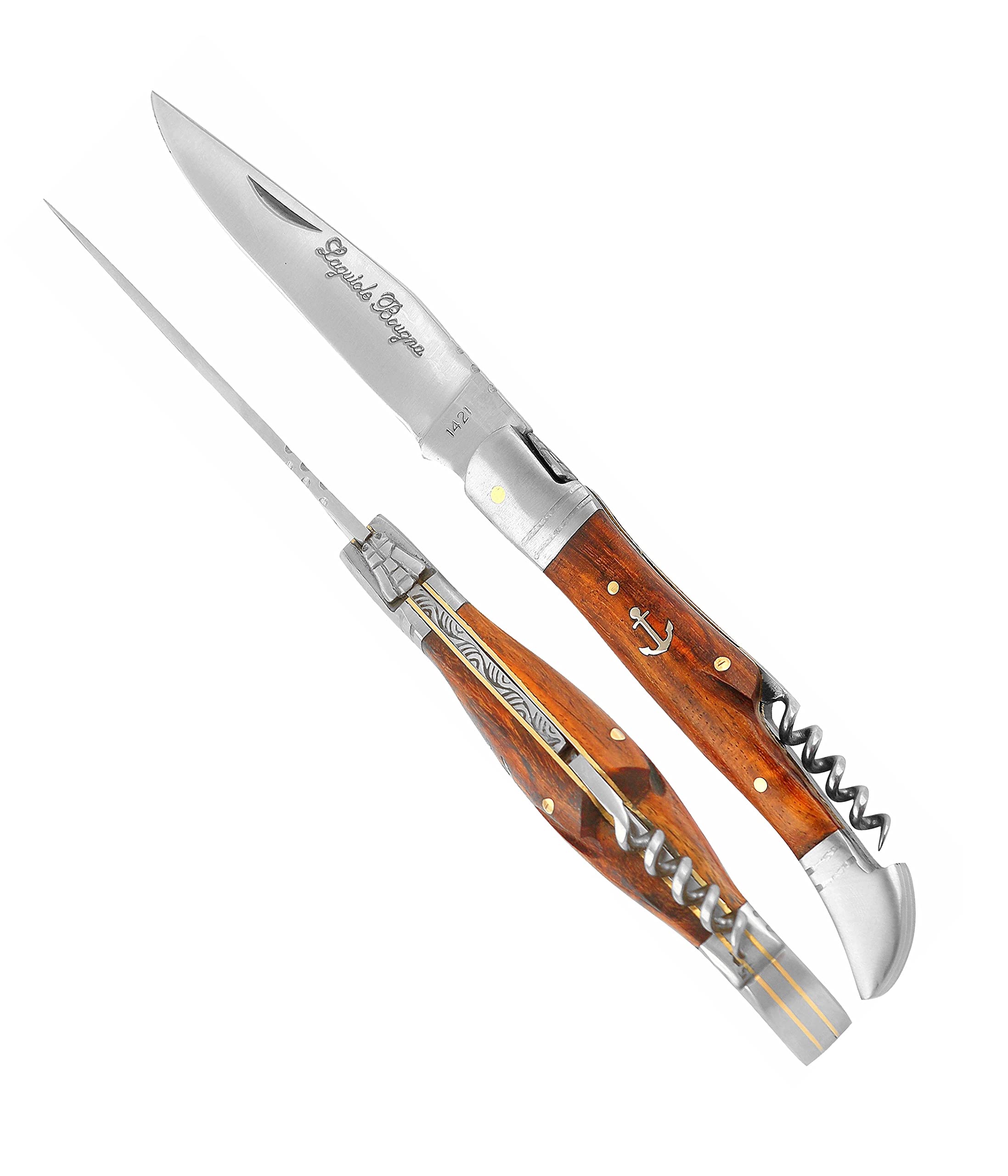 Couteau De Poche Laguiole Avec Tire-bouchon – Style Gentleman, Fabrication Artisanale, Matériaux Naturels