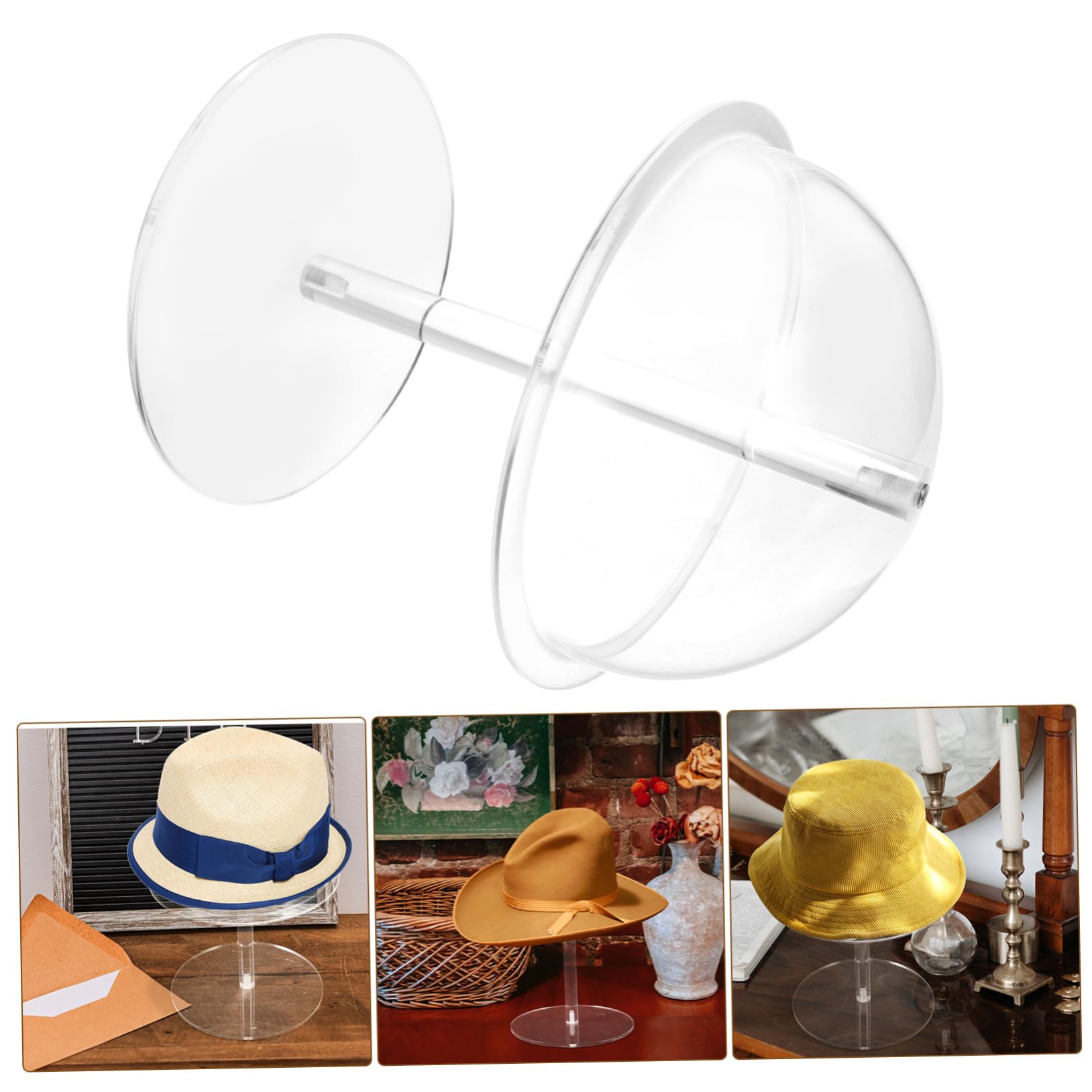 Espositore Sicuro per Cappelli in Acrilico Trasparente da Scrivania con Altezza Regolabile, Supporto per Cappelli e Design Semplice per Organizzazione Domestica