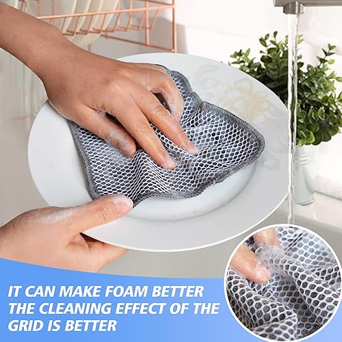 Miniatura 6 de KinHwa Paños de cocina para platos, paños de microfibra absorbentes de secado rápido, trapos de cocina con lado de limpieza de poliéster, ideal para