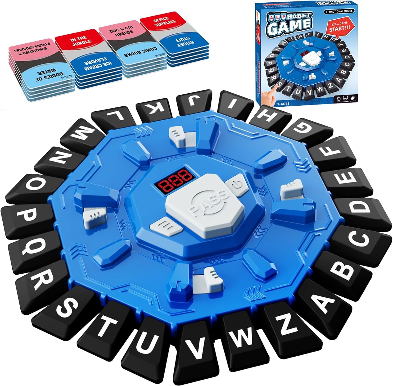 Wortspiel Familien-Brettspiele mit Anzeige-Timer und 2 Modi, 24 Buchstaben-Quetsch-Spiele, Lern-Wortspiel für Kinder und Erwachsene, 2-8 Spieler