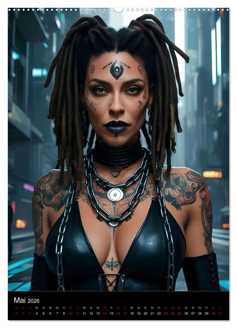 Die Hexen von Cyberpunk City (hochwertiger Premium Wandkalender 2026 DIN A2 hoch), Kunstdruck in Hochglanz: Ein Jahr voller Magie und Technologie (CALVENDO Kunst)