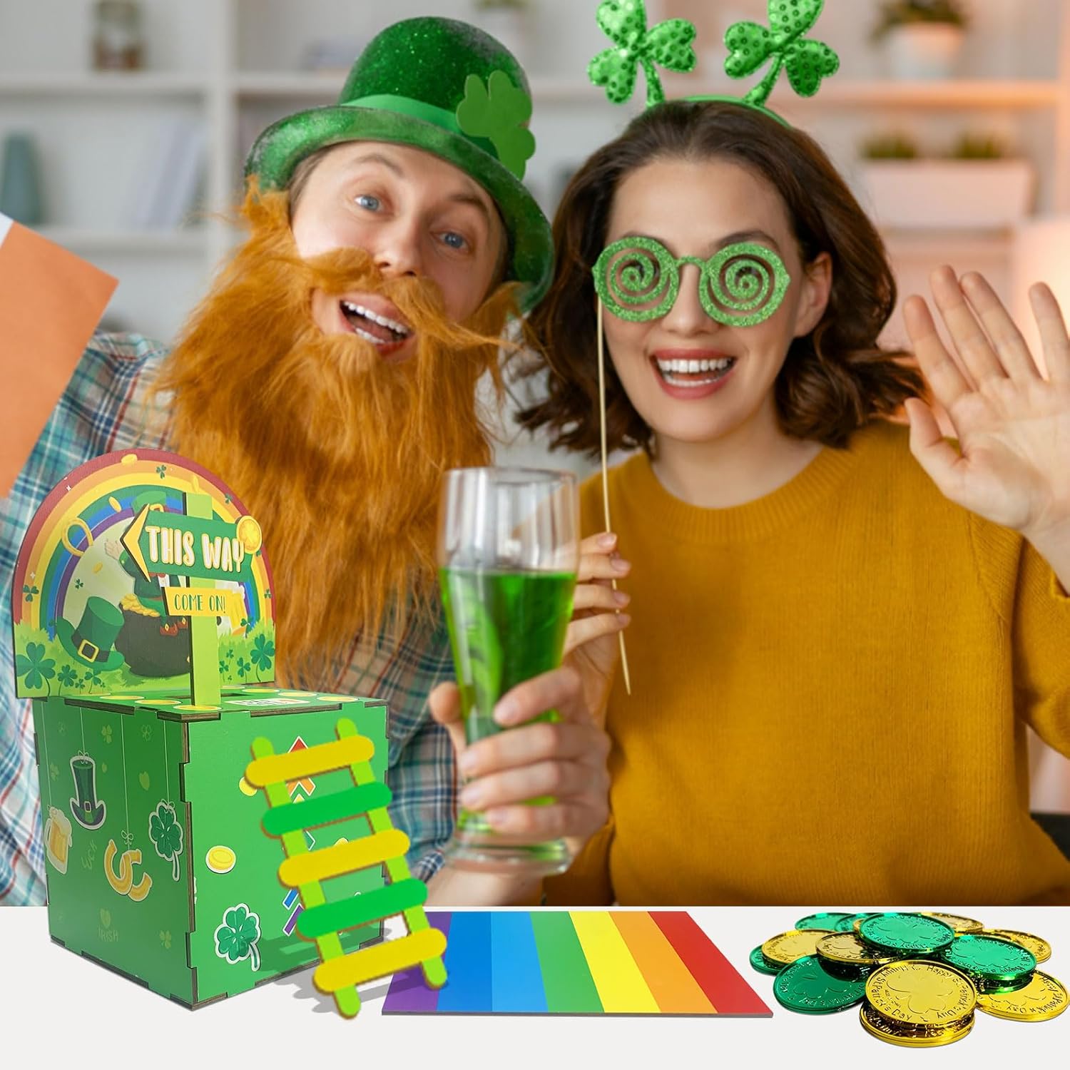 BINGKOU Leprechaun Trap Kit for Kids, Wood DIY Craft Catch a Leprechaun Trap Kit for Kids Classroom Activity Party, St. Patrick's Day Irish Decorations Leprechaun Trap Kit Supplies Toys Crafts Gift