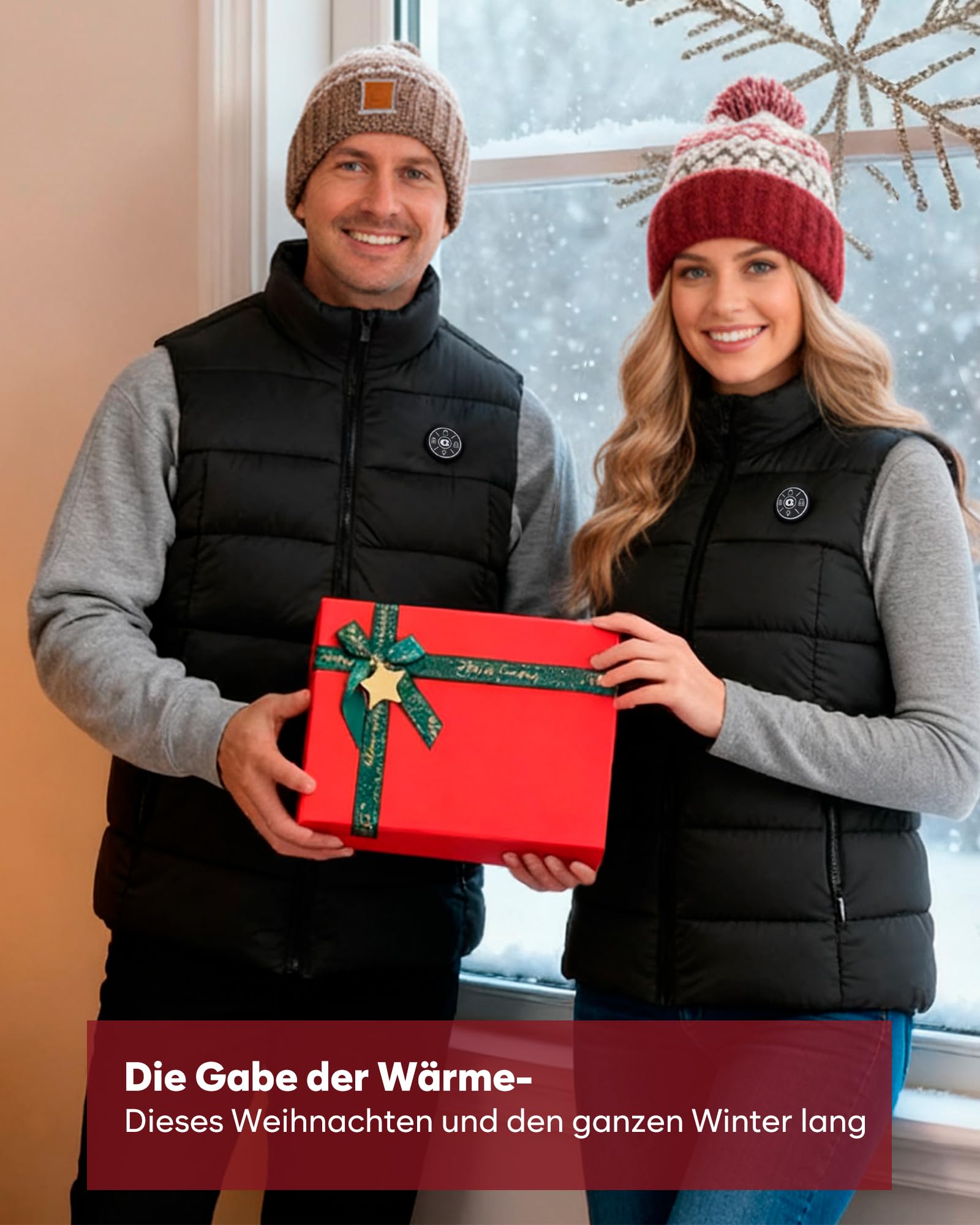 Beheizbare Weste Damen mit 16000mAh 7.4V Akku, Heizweste mit 15 Heizzonen, Einstellbare Wärmeweste Damen für Ski/Camping