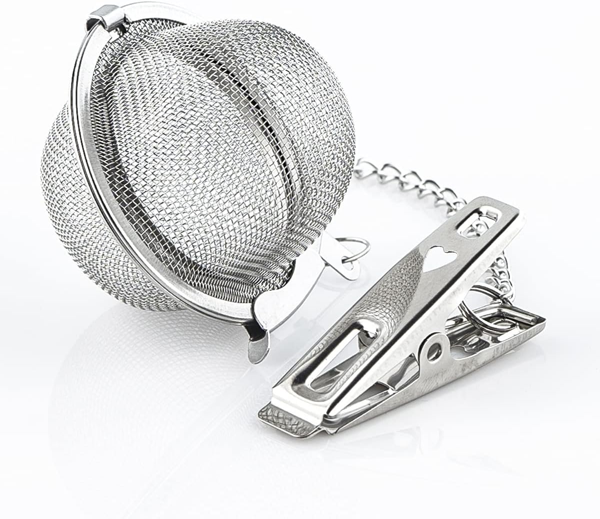 Tea Infuser Tea Ball Tea Filter with Clip for Brew Loose Tea Perfect Pincer Tea Infuser Busket Colador Infusor té Metal Mesh Tea Filter Sifter Fine Mesh Ball Tea Filter (Ball Tea Filters)