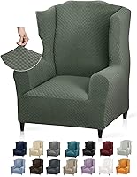 Vista 23 de YEMYHOM Funda elástica para silla de ala de 1 pieza con el último diseño de jacquard, protector antideslizante para muebles con varillas de espuma