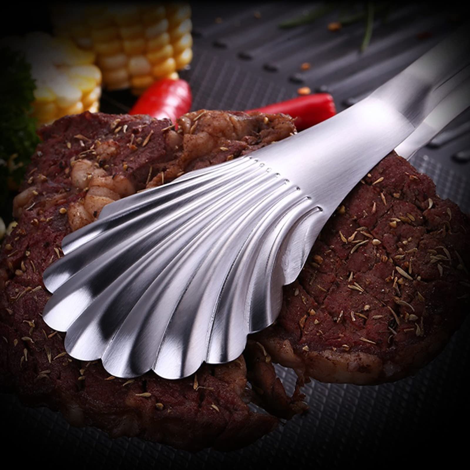 Kochzange Edelstahl Küchenklammern Hitzebeständig BBQ Lebensmittelzubehör