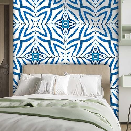 Miniatura 2 de YANFENQI Papel Tapiz para Pared De Sala Elegante Navy Blue Bohochic Shiplap Contact Paper Wall Decor Farmhouse Renter-Friendly (W) 59" X(H) 48"