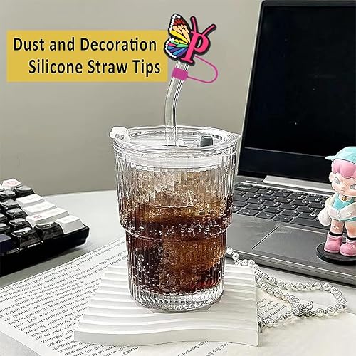 Miniatura 7 de 1 funda de popote con forma de mariposa con letra inicial para Stanley de 30 y 40 onzas, copa de 0.4 pulgadas, 3 piezas de dijes de letras de