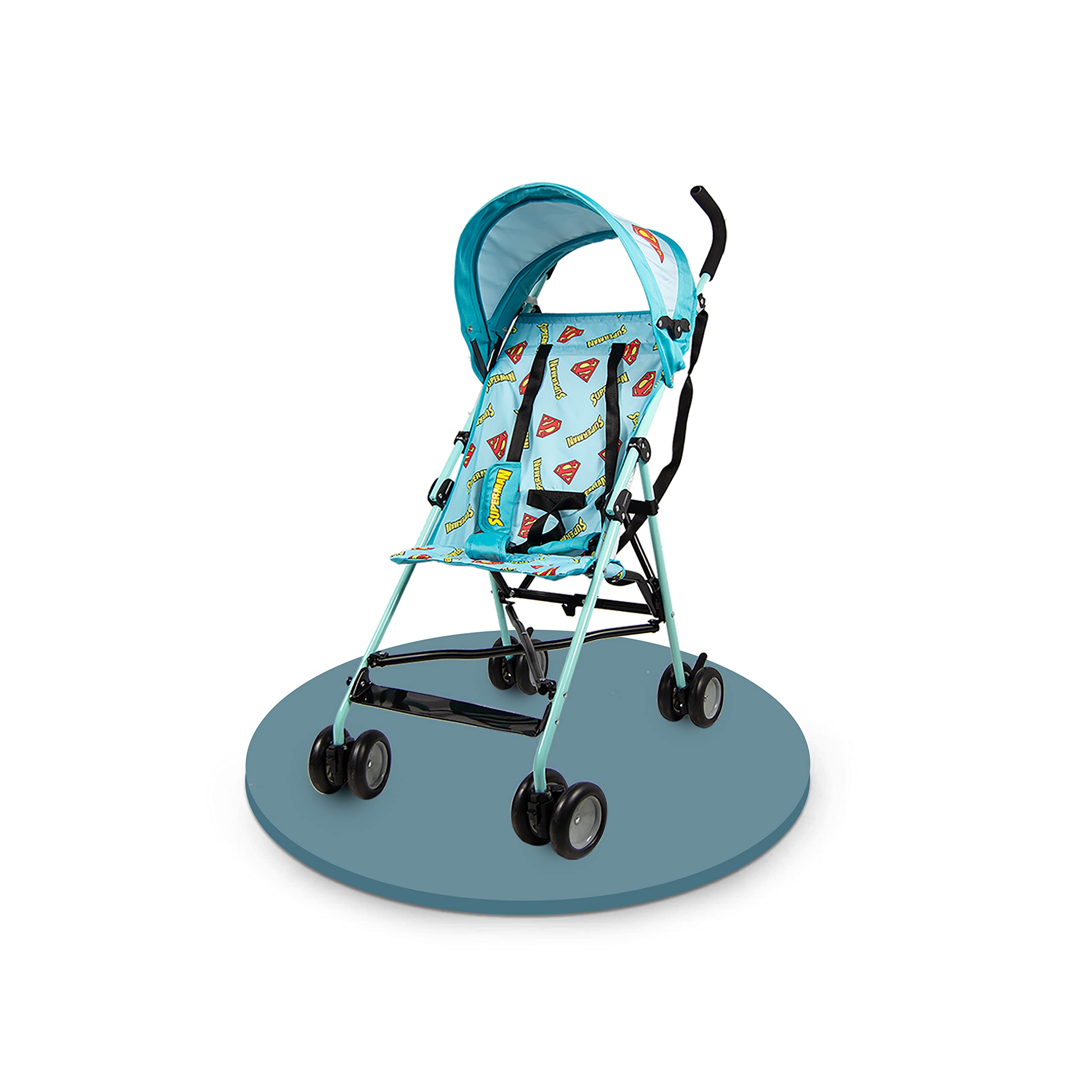 Trucare FZC Dc Comics Superman Lightweight Buggy Stroller | 3-36 Months, Light Blue, Rear Breaks, Shoulder Strap And More.