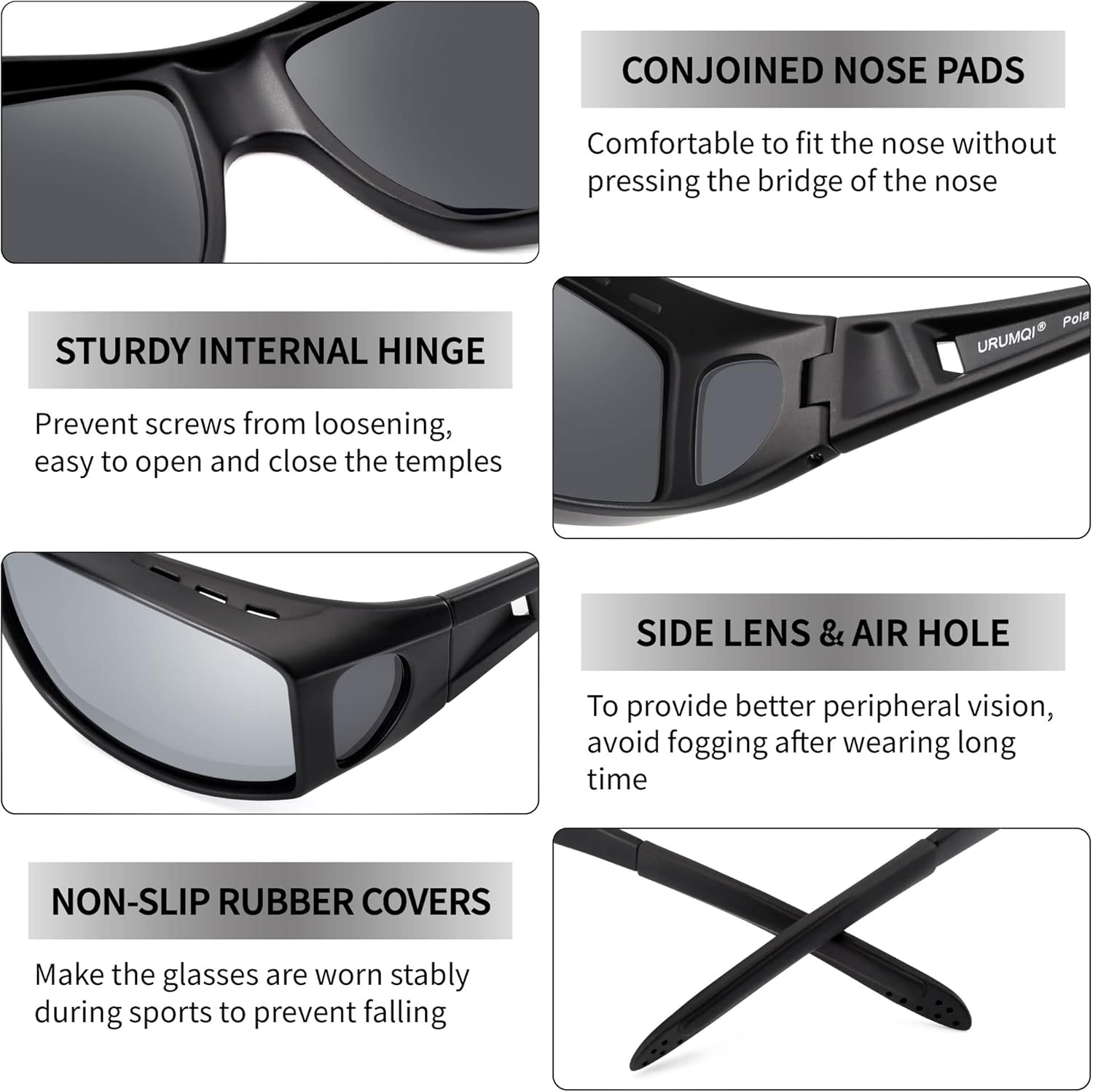 URUMQI Polarized Sunglasses Fit Over Glasses for Men Women, Wrap-around Driving Sunglasses 100% UV Protection - Image 5