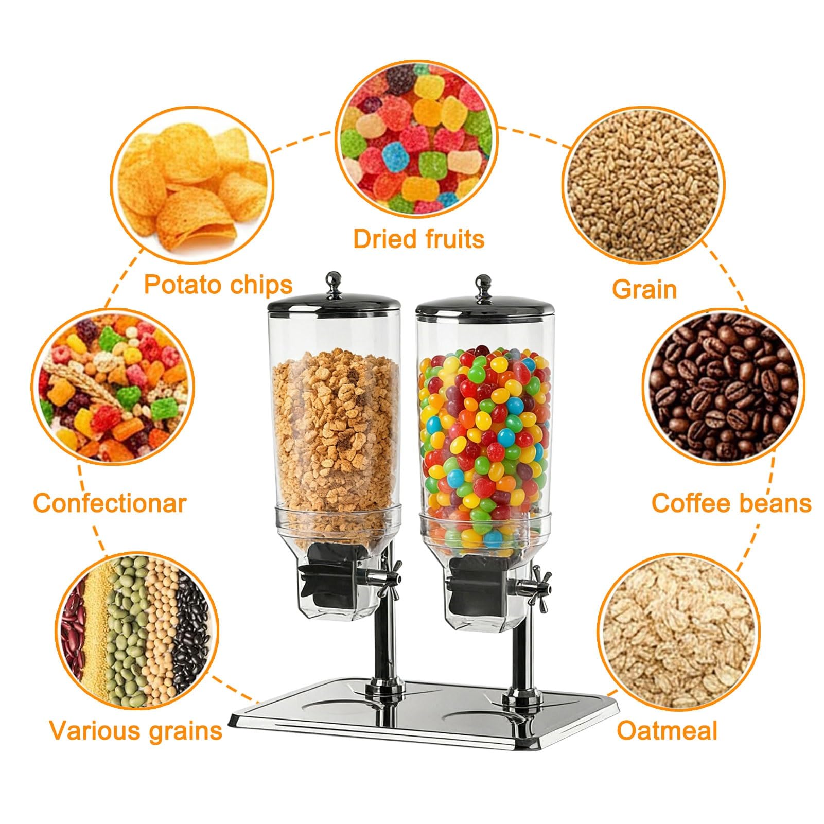 Theken-Müslispender, Gewerblicher Großbehälter Für Müsli, Trockenfutterspender Für Hotelfrühstück Für Müsli, Getreide, Kaffeebohnen, Süßwaren, Snacks(Single 8L)