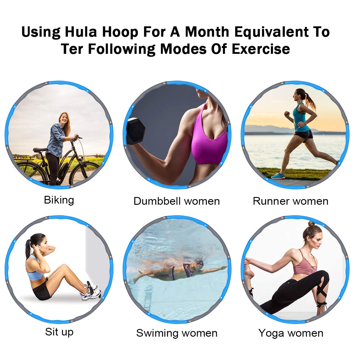 Cerceau Hula Hoop Hula Hoop Fitness Réglable - 6-8 Segments Amovibles (75-95cm) Pour Minceur Cerceau Lesté