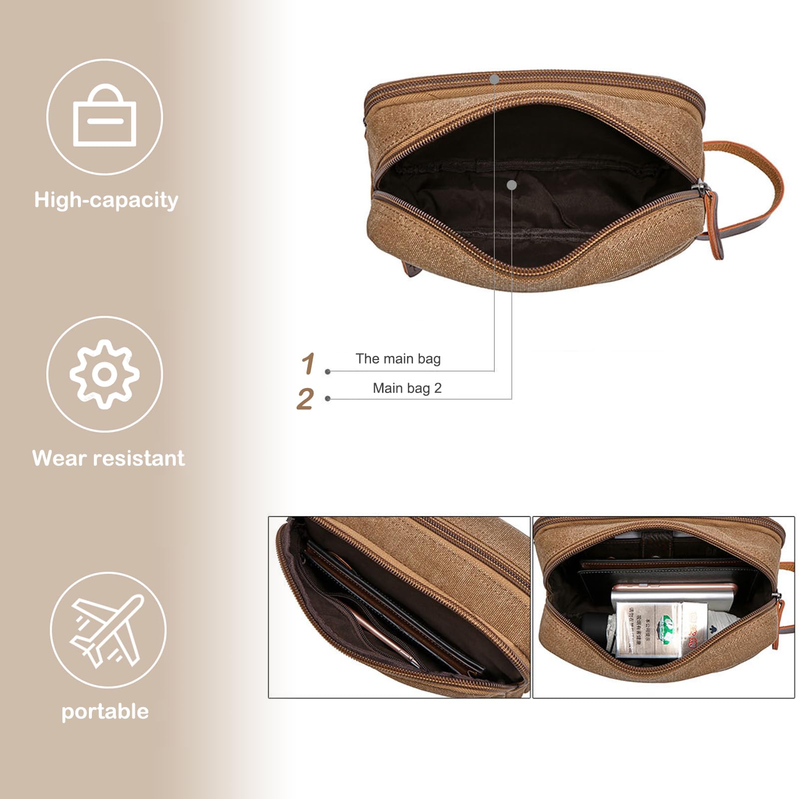 Tumecos Neceser Dopp - Neceser de Piel Encerada para Viaje