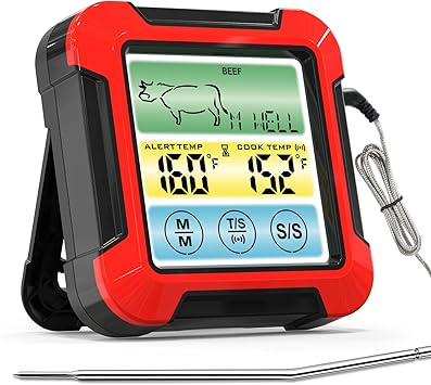 Review Meat Thermometers for Smokers, Instant Read Digital Meat Thermometer with Waterproof Probe, Backlight, Touchscreen, Kitchen Timer, Digital Food Thermometer for Cooking, BBQ, Oven, Grilling