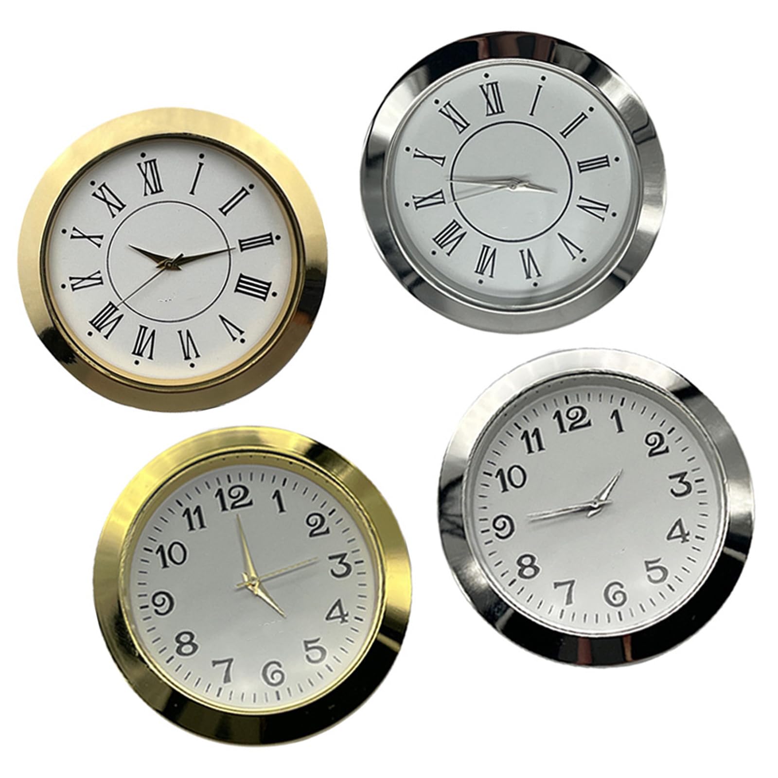 yanwuwa 4Pieces 55mm Diameter Quartzs Clock Head Inserts with Arabic or Roman Numerals for Clock Repair Part Replacement Metal Movement