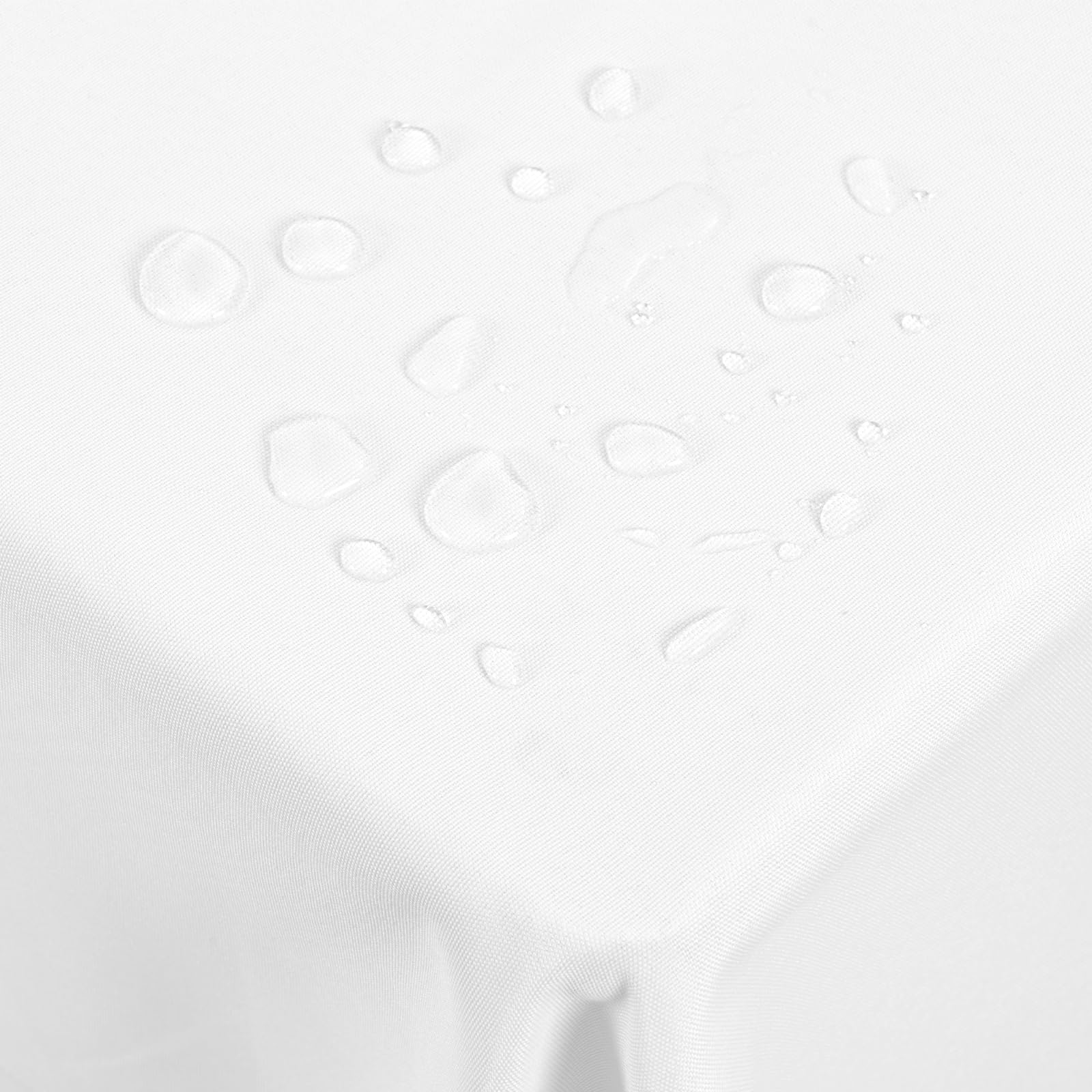 Juego de 8 manteles de 100 x 250 cm, impermeables, de poliéster, para mesas de cerveza de 50 y 70 cm, rectangulares para bodas (blanco)