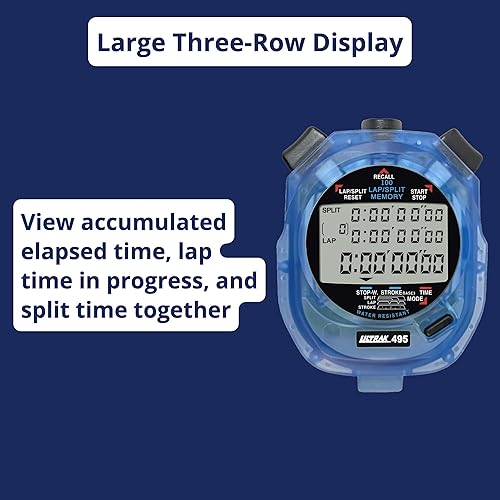 Miniatura 8 de ULTRAK 495 Cronómetro  Temporizador digital profesional azul de 100 vueltas, rastreador de intervalos de cuenta regresiva, reloj deportivo