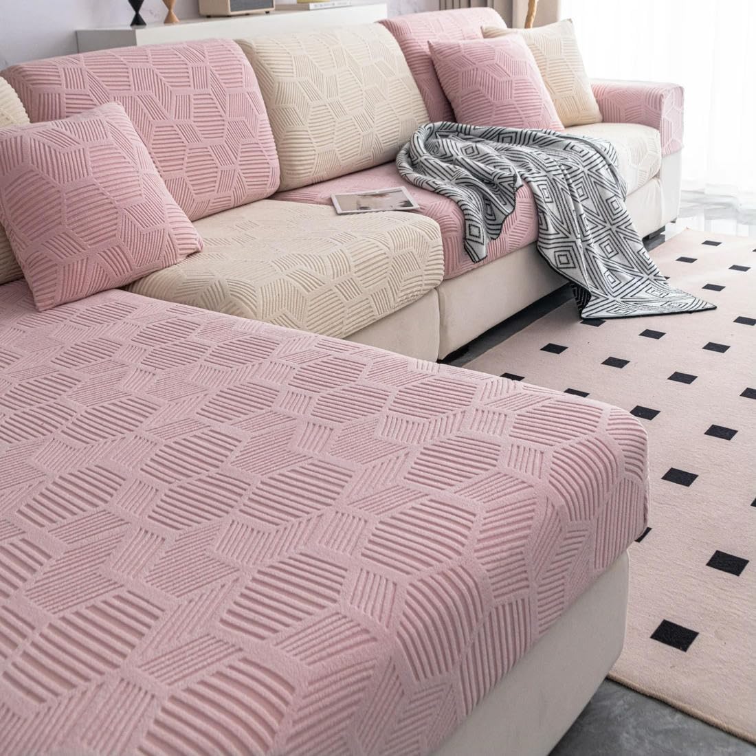 Housse de canapé extensible salon chaleureux pour animaux domestiques et enfants