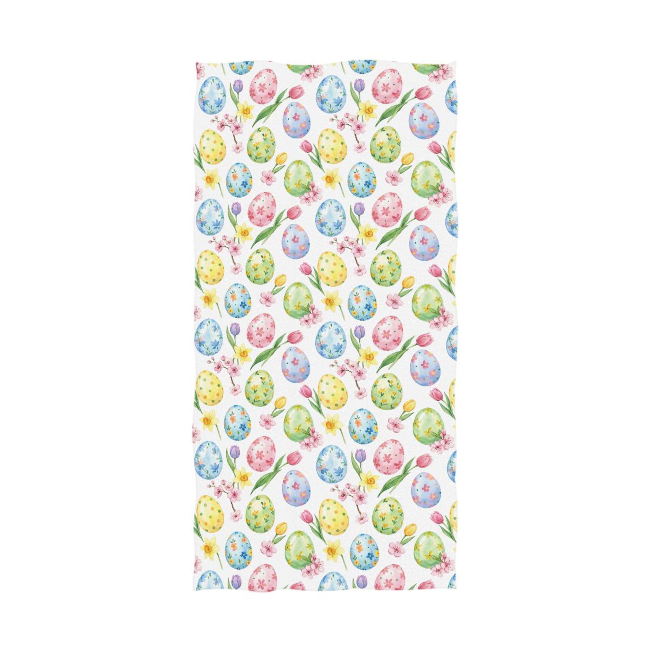Kutsu Colored Watercolor Easter Eggs Bath Towel, Highly Absorbent Cotton Soft Bath Hand Towel for Bathroom Kitchen Hotel Spa, 64 x 32 In