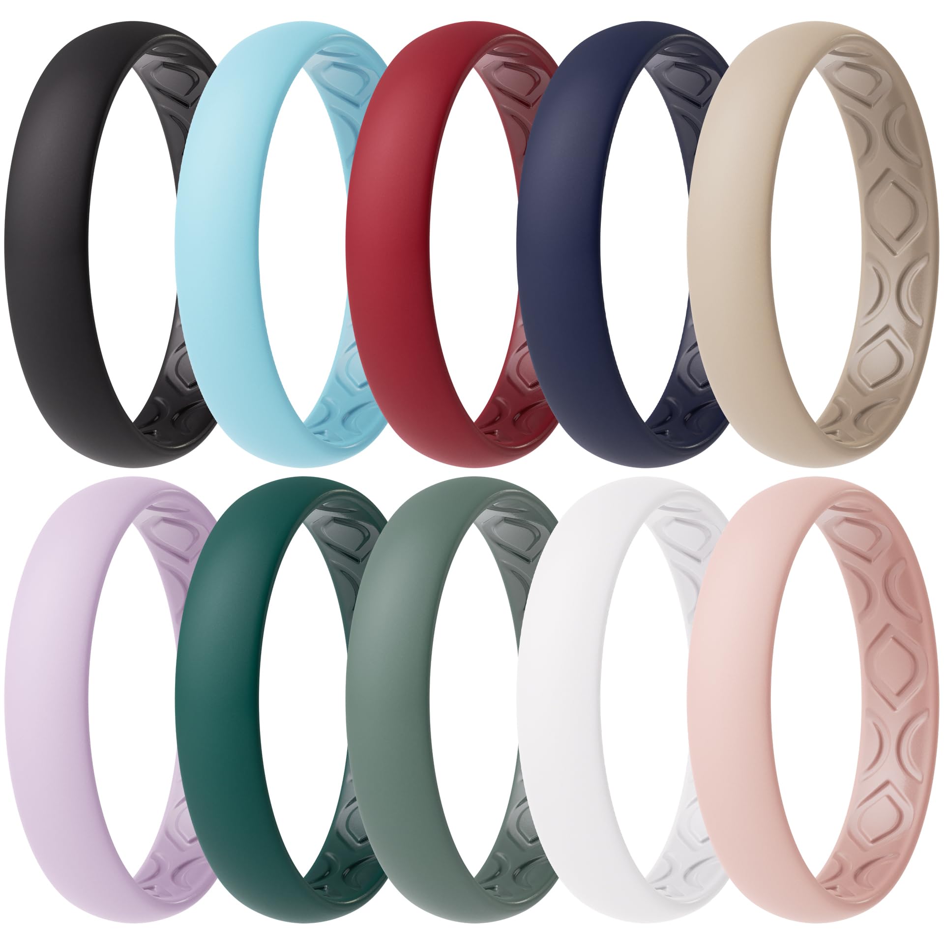 ThunderFit Women Breathable Silicone Bridal Rings Sets For Her, 4mm Wide