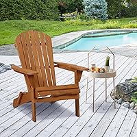 Vista 1 de Adirondack - Silla de madera para exteriores, silla de patio, sillas para hoguera, silla plegable para césped, tumbona con acabado natural