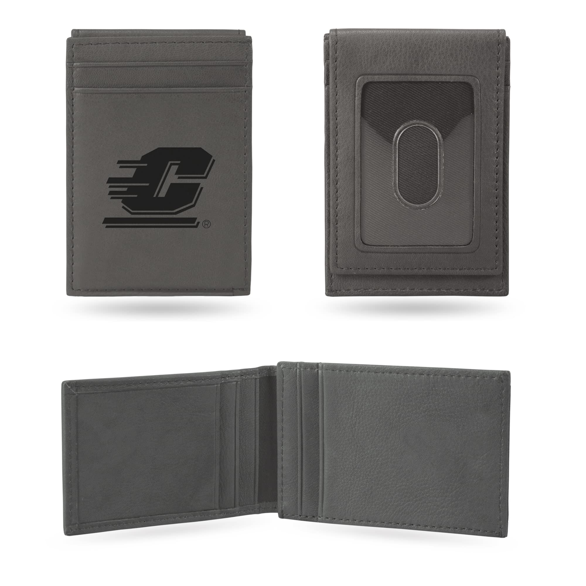Rico Industries NCAA Gray Laser Engraved Front Pocket Wallet - Compact/Comfortable/Slim