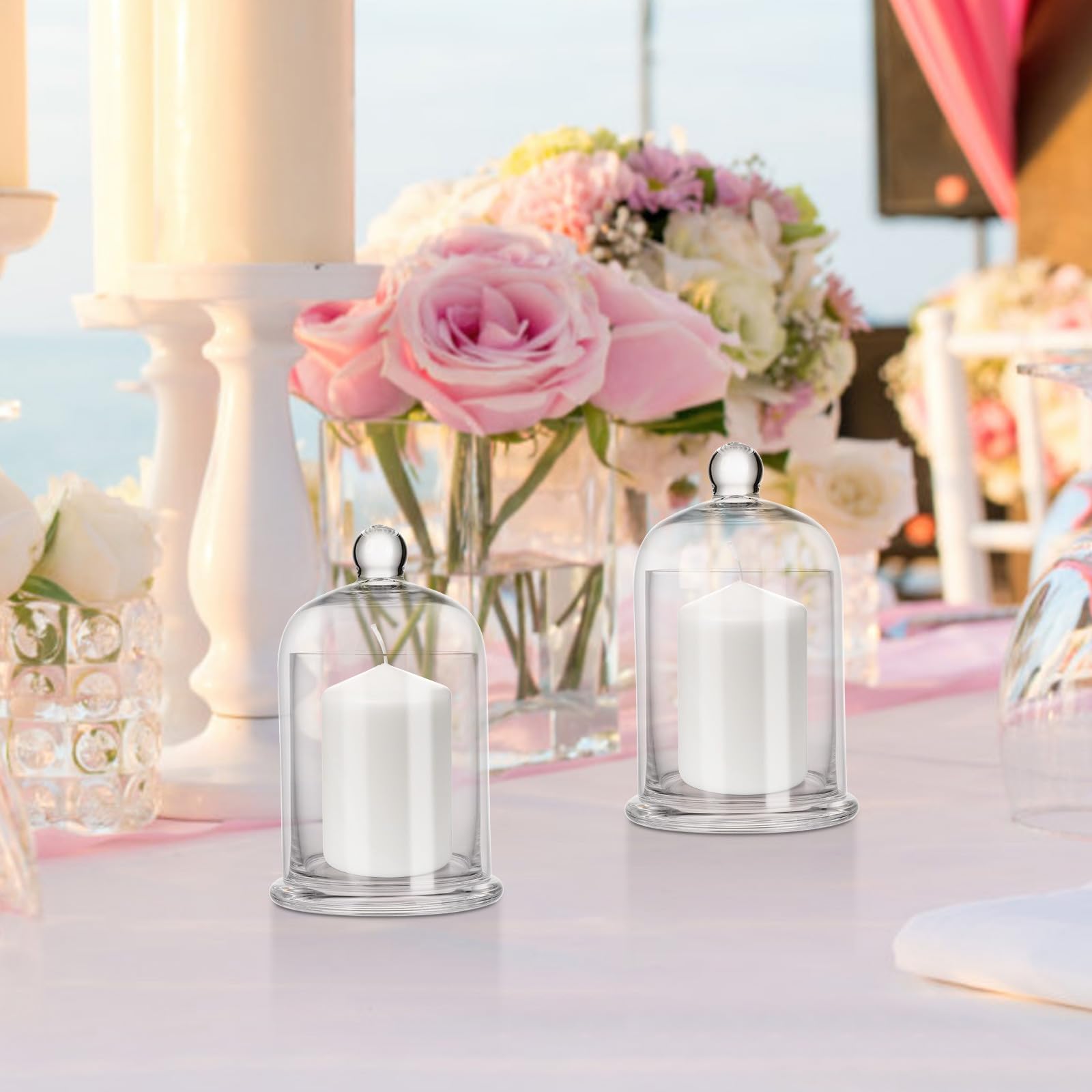 UKCOCO Kerzenbecher Dekorativer Kerzenständer 2 Stück aus Glas mit Schlichtem Design als Geschenk Romantisch und Funktional für Zuhause für Geburtstage und Jubiläen