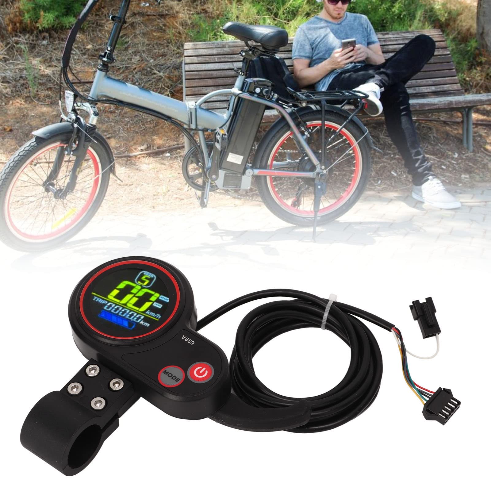 BuyWeek Panel de Pantalla LCD para Patinete Eléctrico, Panel de Control de Salpicadero de LCD de Acelerador de Pulgar para Scooter Eléctrico con USB 24V 36V 48V