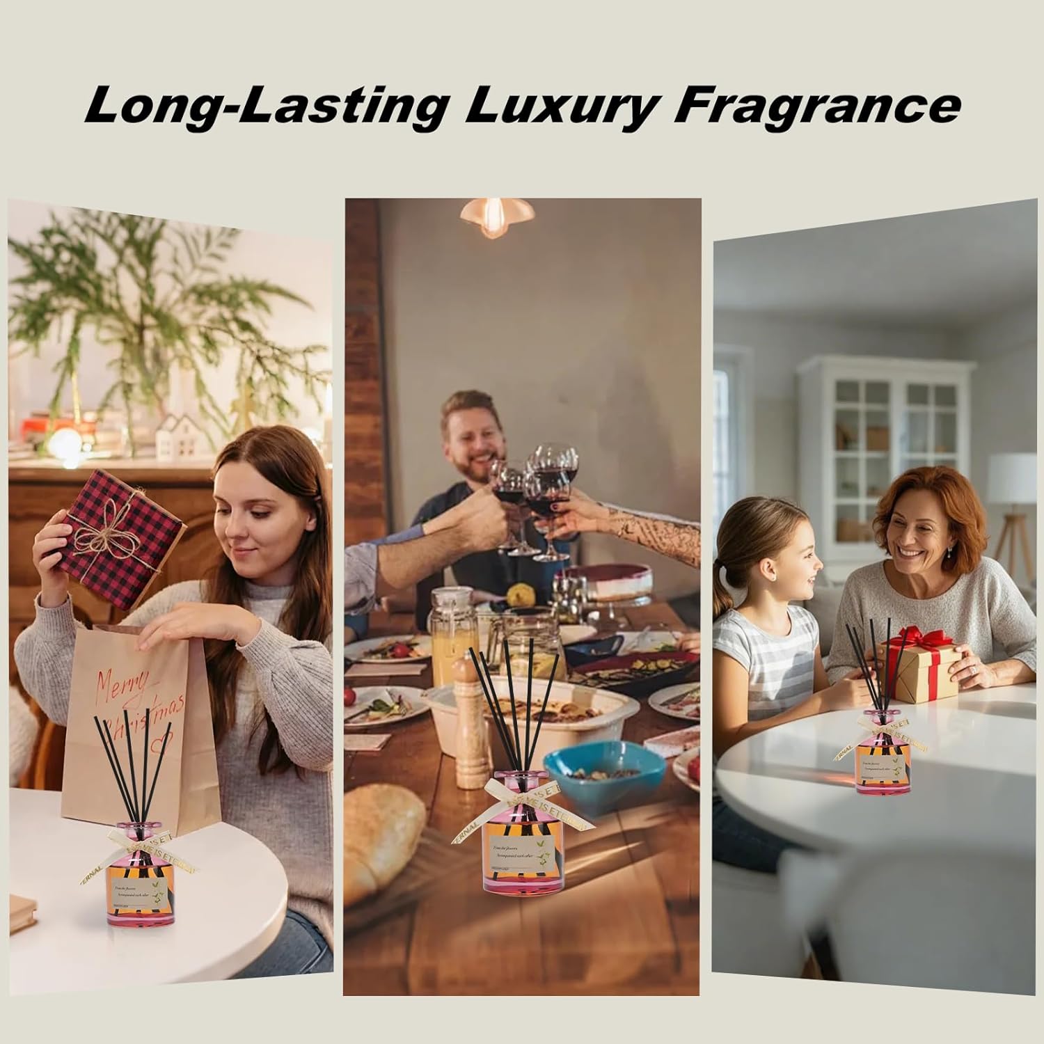 Rose Reed Diffuser, 130ml Oil-Based Long Lasting Home Fragrance with Natural Reed Sticks, Rose Scent for Bedroom Living Room Office Home - Image 4