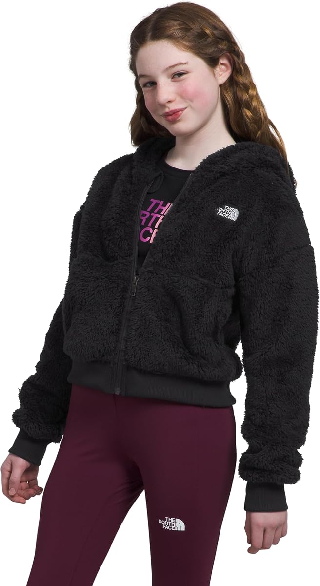 The North Face Girls' Oso Fleece Full-Zip Hooded Jacket, TNF Black 3, X-Small