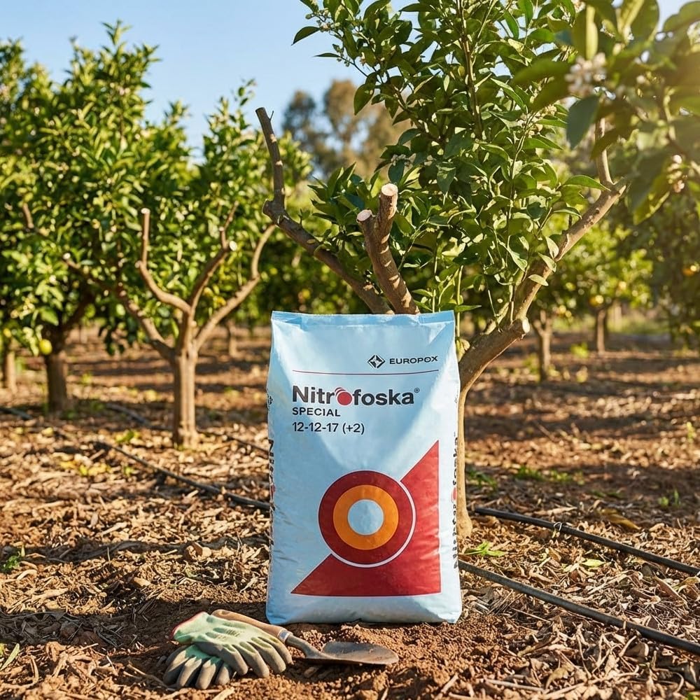 Suinga Abono Nitrofoska Especial 12+12+17+2 de 25kg | Sustrato Universal para Abono de Huertos, Jardines y Citricos | Fertilizante Granulado Recomendado para Arboles en Edad de Crecimiento