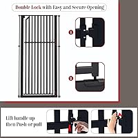 Vista 4 de Glaf Puerta extra alta para mascotas de 63 pulgadas, puerta de gato montada a presión, puerta de metal de seguridad para gatos, ancho ajustable