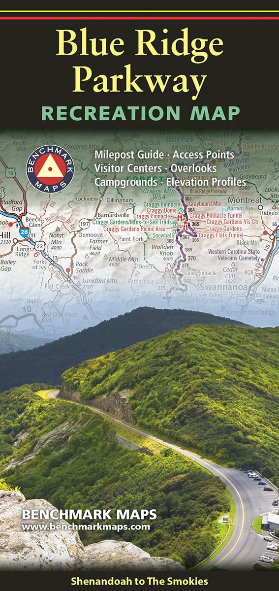 Blue Ridge Parkway Recreation Map: Shenandoah to The Smokies