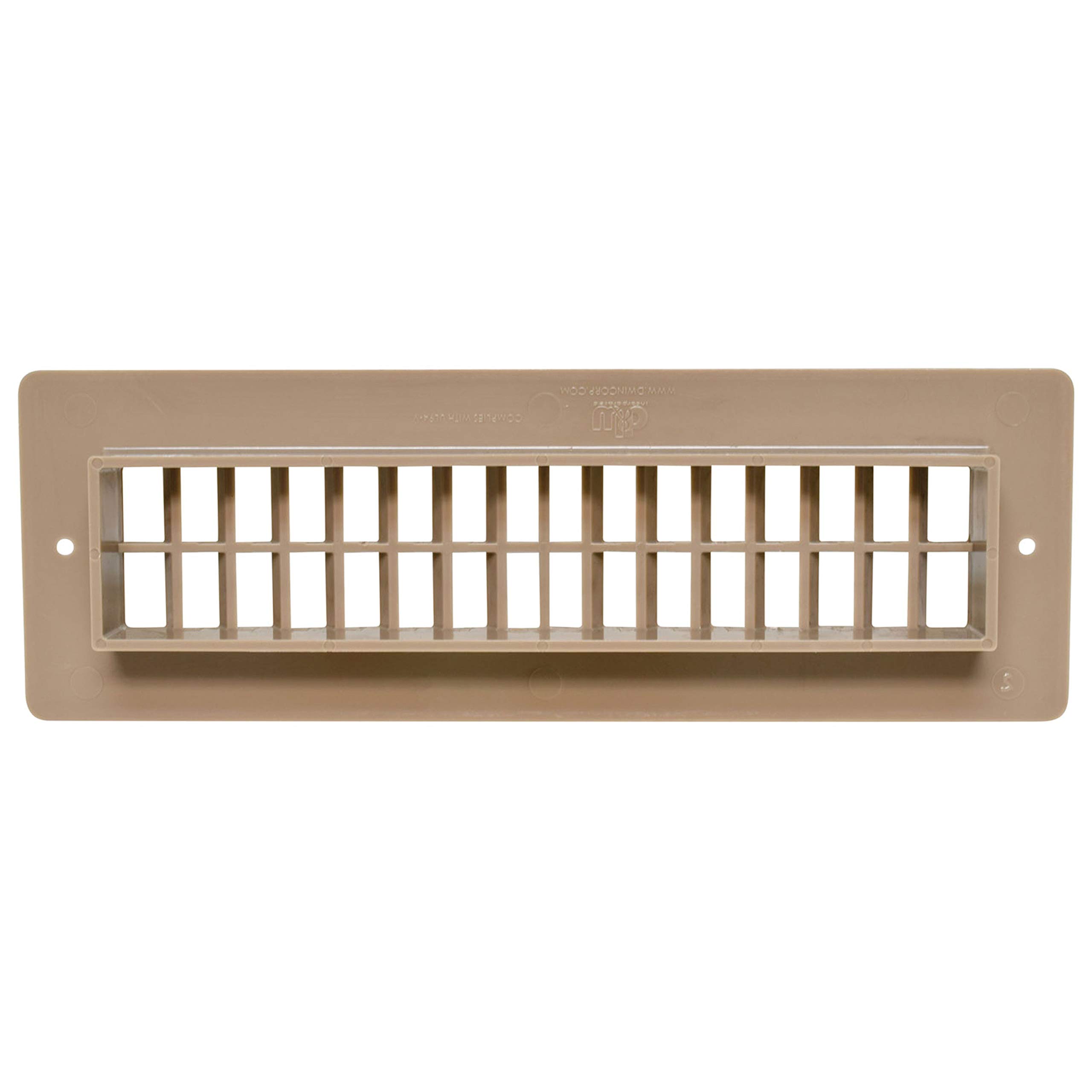Valterra A10-3365VP Light Brown Heat and A/C Floor Register with Damper (2-1/4" x 10")