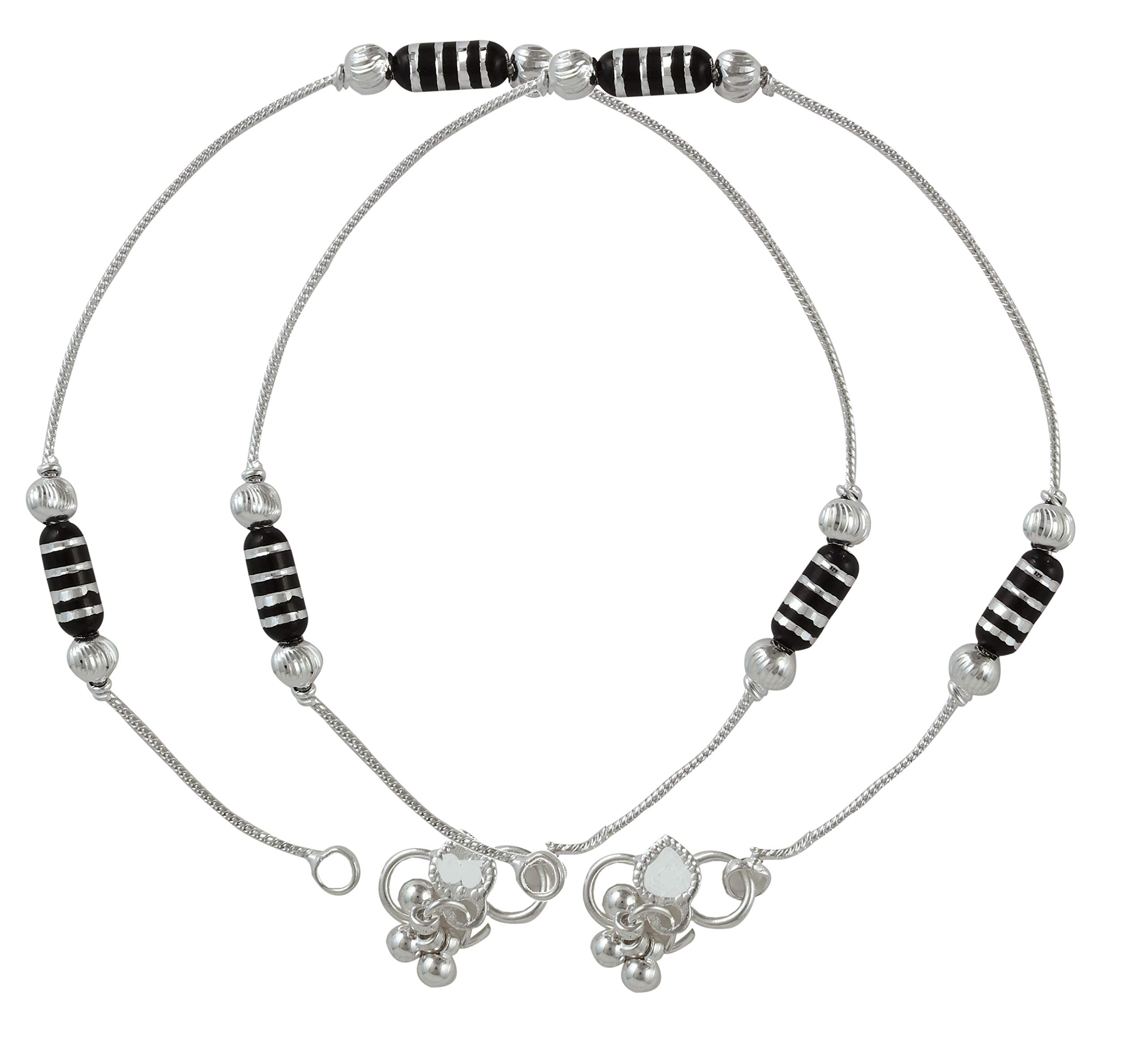 CHARMS Black Beaded Silver Plated Anklets For Girls & Women (B07MWC4X9K) Amazon Price History, Amazon Price Tracker