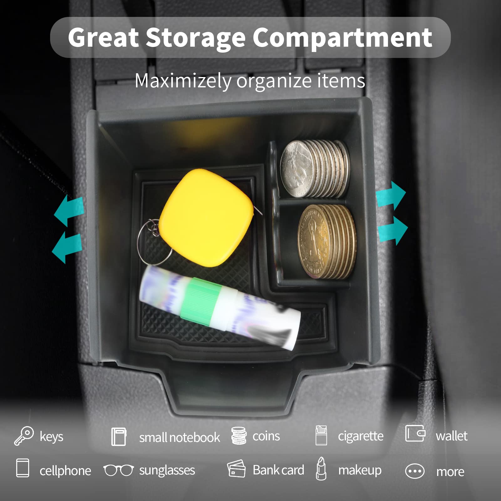 Scatola Portaoggetti Per Console Centrale Renault Captur 2 (2020-2024/2025) - Organizer Con Fondo Antiscivolo, Colore Rosso