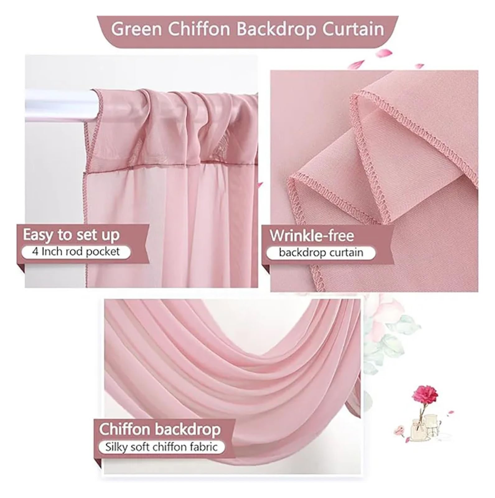 Hochzeitsbogen Gardinen Chiffon Hintergrund Vorhang Hochzeit Foto Hintergrund Vorhänge for Party Zeremonie Bogen Bühne Fotografie Dekor | Terracotta,145x215cm