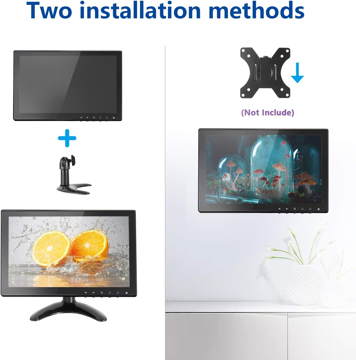 Flash Deals - 50% OFF WHOLEV 13.3 LCD HDMI Monitor 1080 FHD Color Screen with Remote Control HDMI VGA BNC USB Input 178° Wide Angle Built-in Speaker for Gaming PC Display