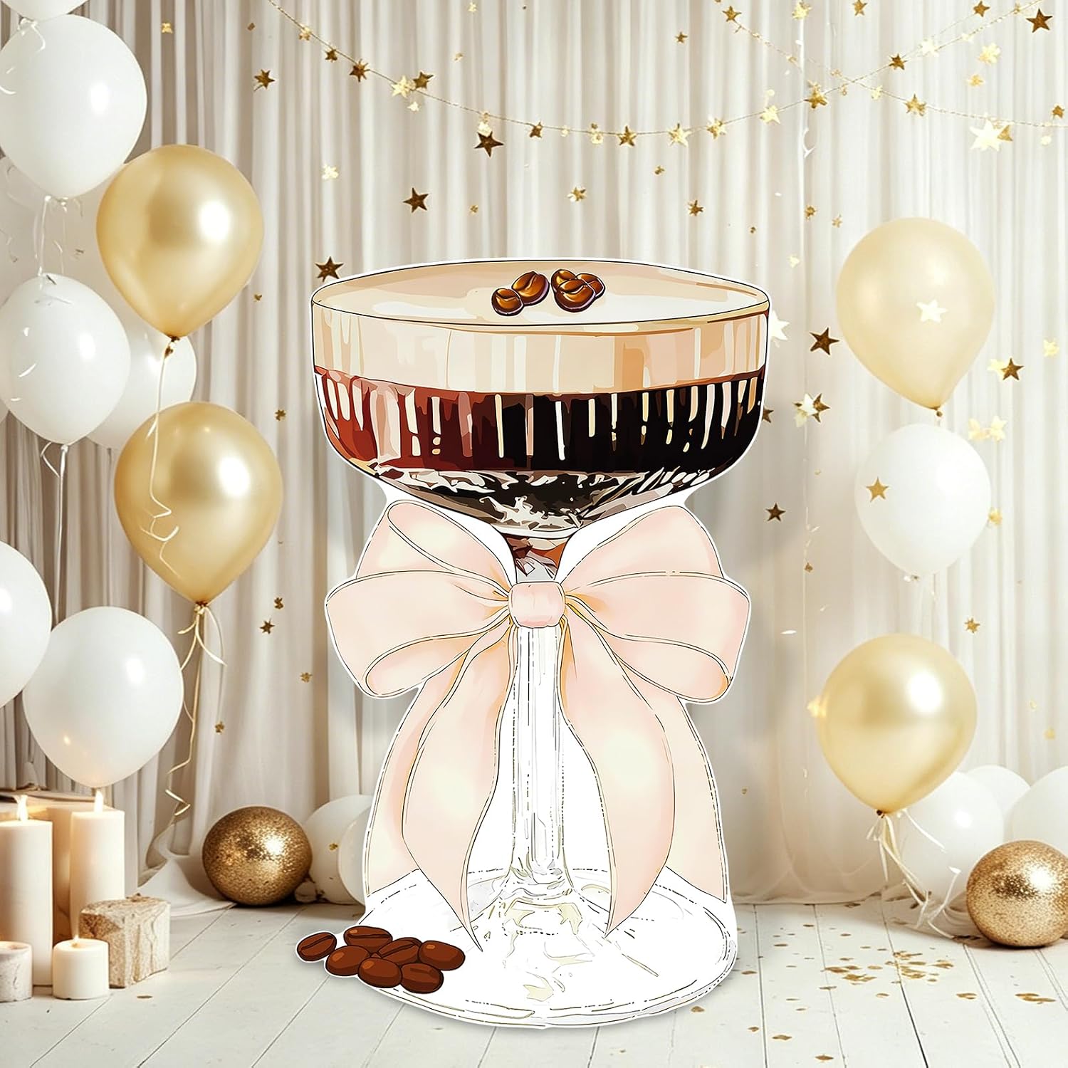 4ft Large Espresso Martini Cardboard Cutouts for Bachelorette Party Supplies Plastic Tini Signs Cocktail Photo Props for Women Wedding Bridal Shower Supplies Birthday Decorations