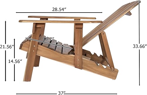 Miniatura 2 de Malibu Adirondack Chair Rustic Acacia Wood Folding Patio Seat - Water-Resistant Outdoor Furniture for Backyard & Garden Relaxation - Traditional