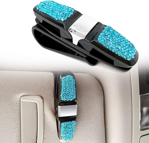 Soporte giratorio para lentes de sol de automóvil con clip para tarjeta de boleto para mujeres y niñas, soporte para lentes de sol para accesorios