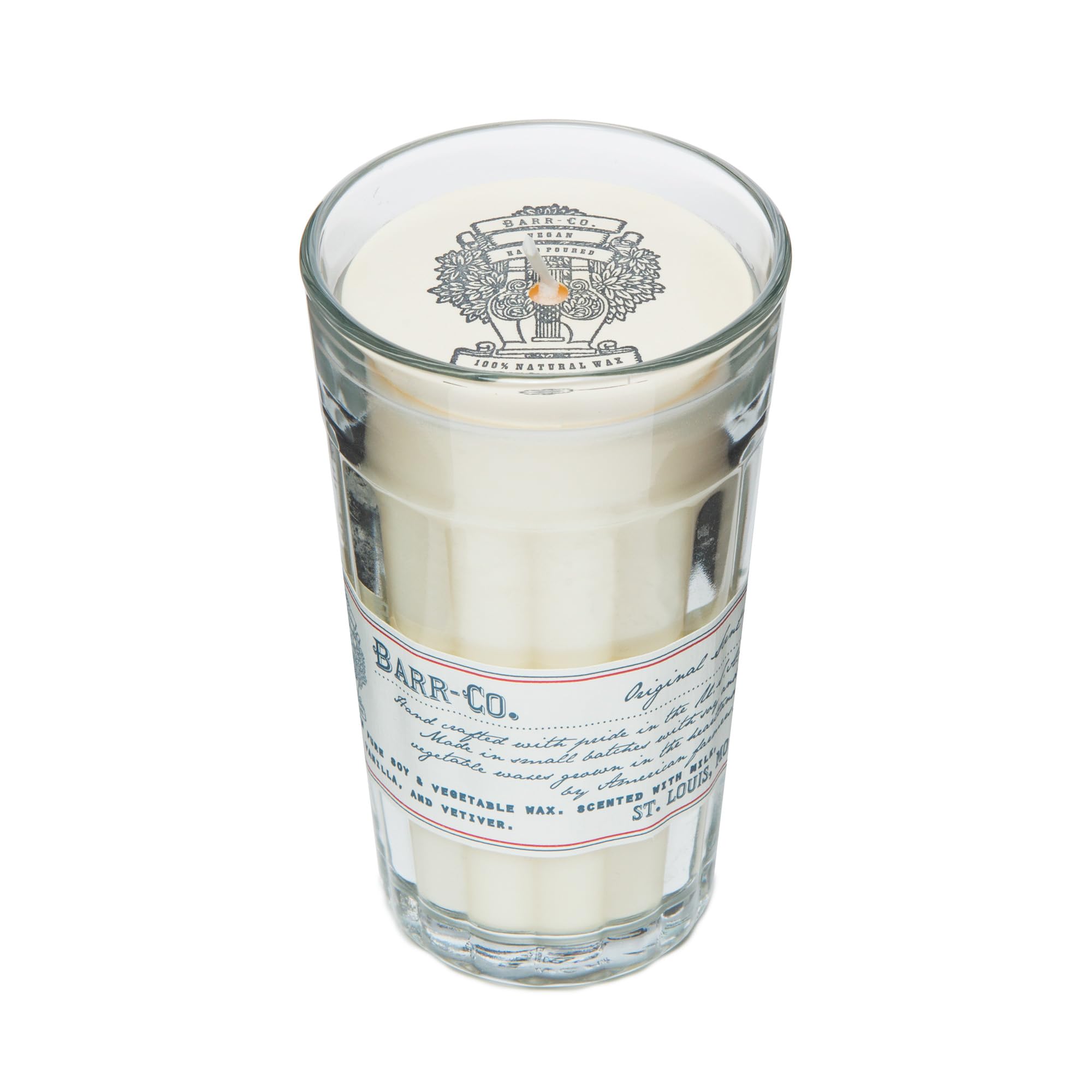 Barr-Co. Original Scent Parfait Glass Candle, Creamy Vanilla Scent, 120-Hour Long Burning Soy Wax Candle, Scented Candles for Home & Bath, 10 oz