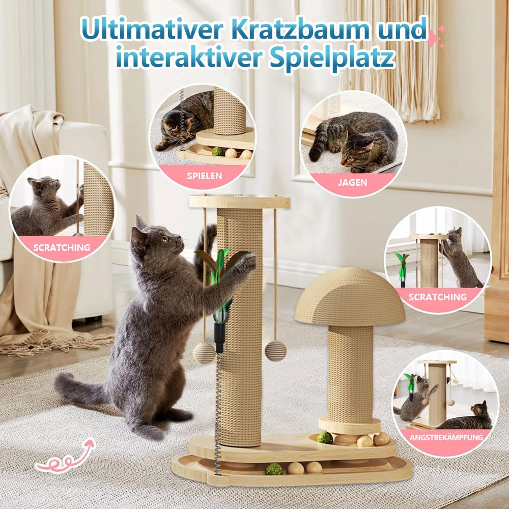 Anyingkai Giocattolo Interattivo per Gatti in Legno, Intelligente Con Palline Interattive (A)