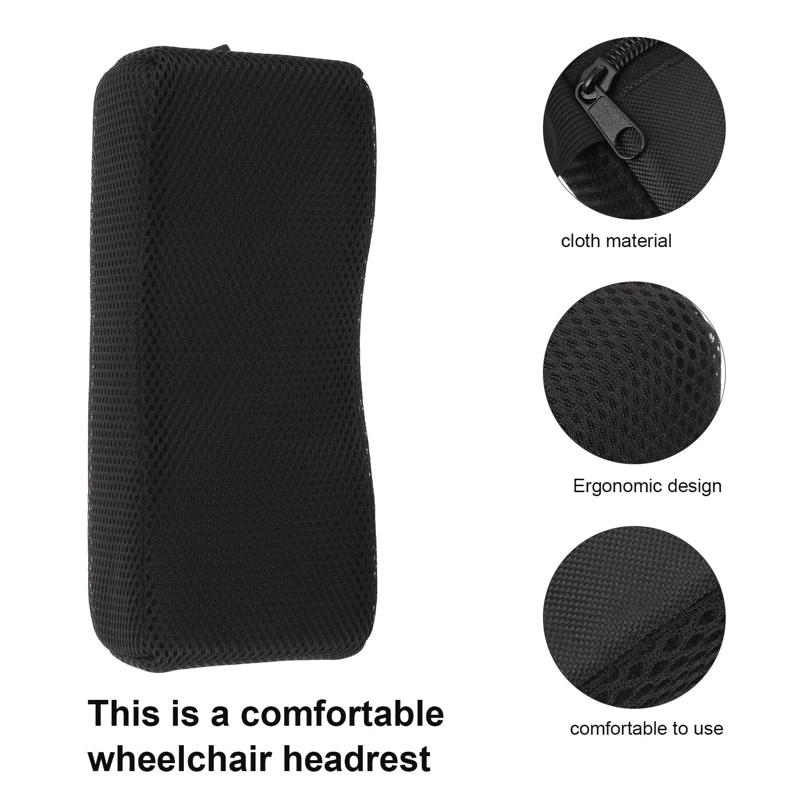 Reposacabezas ómico para Silla de Ruedas Cojín Cabeza Es Transpirable Soporte Cómodo Cuello Accesorio Aadjustable Negro para Uso Diario y Oficina