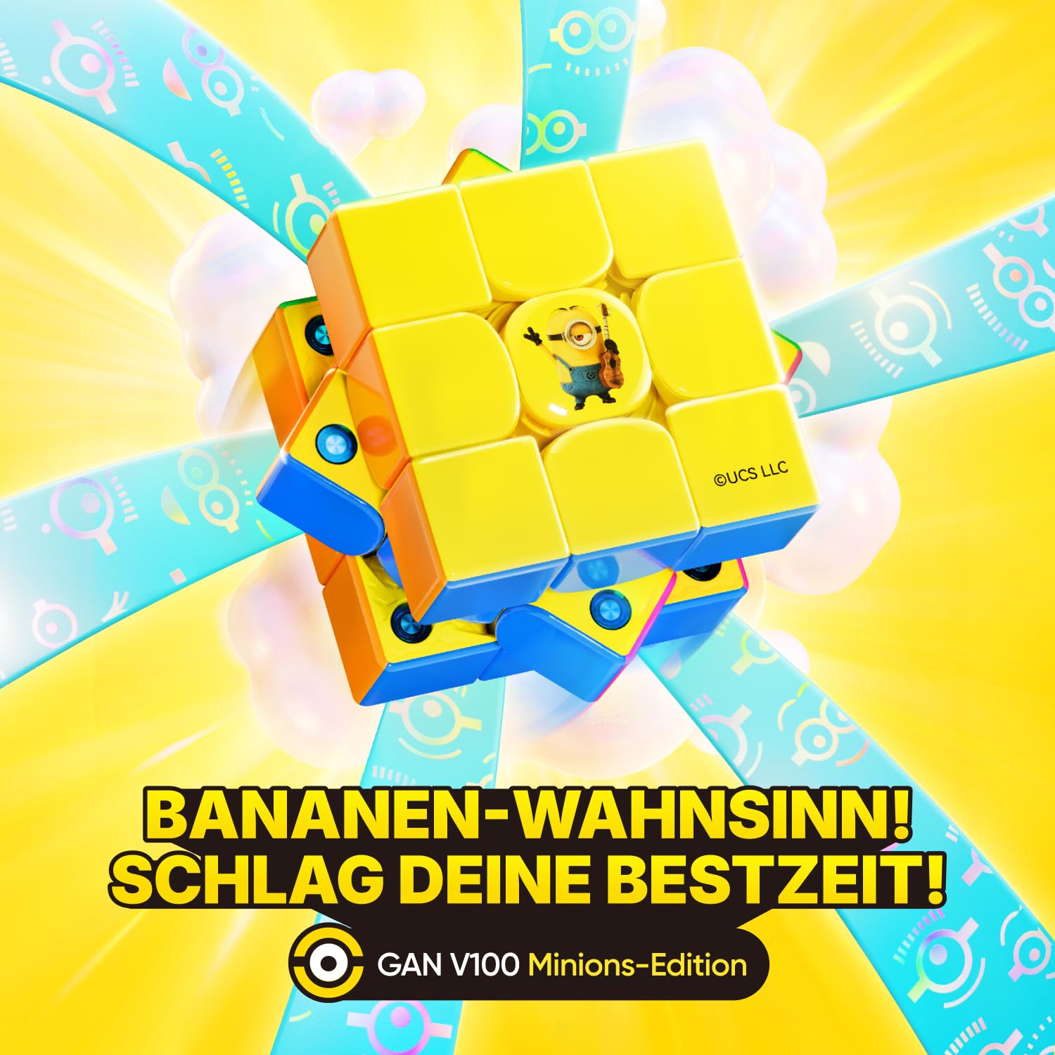Pack GAN Speed Cube-V100 Maglev UV & V100 Maglev Édition Minions, Speed Cube 3x3 Magnétique, Cube Magique Positionnement Omnidirectionnel, Cube De Vitesse Magnétique 64g Léger, Casse Tête Adulte Enfan