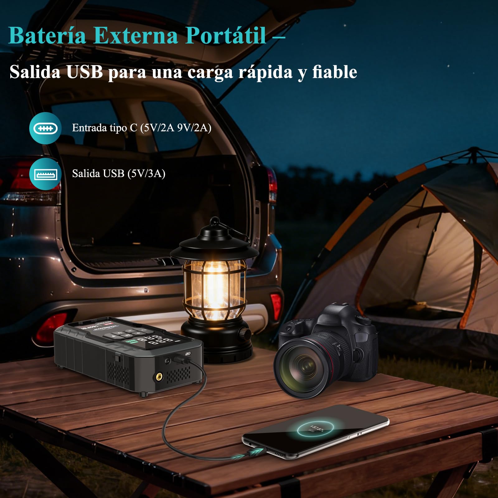 Arrancador de Baterias de Coche 7000A con Compresor,160PSI Inflador de Neumáticos,27000mAh 12V Jump Starter (Todo Gasolina o 8.0L Diésel),Doble LED con 4 Modos de Luz,Pantalla LCD, Kit de Viaje