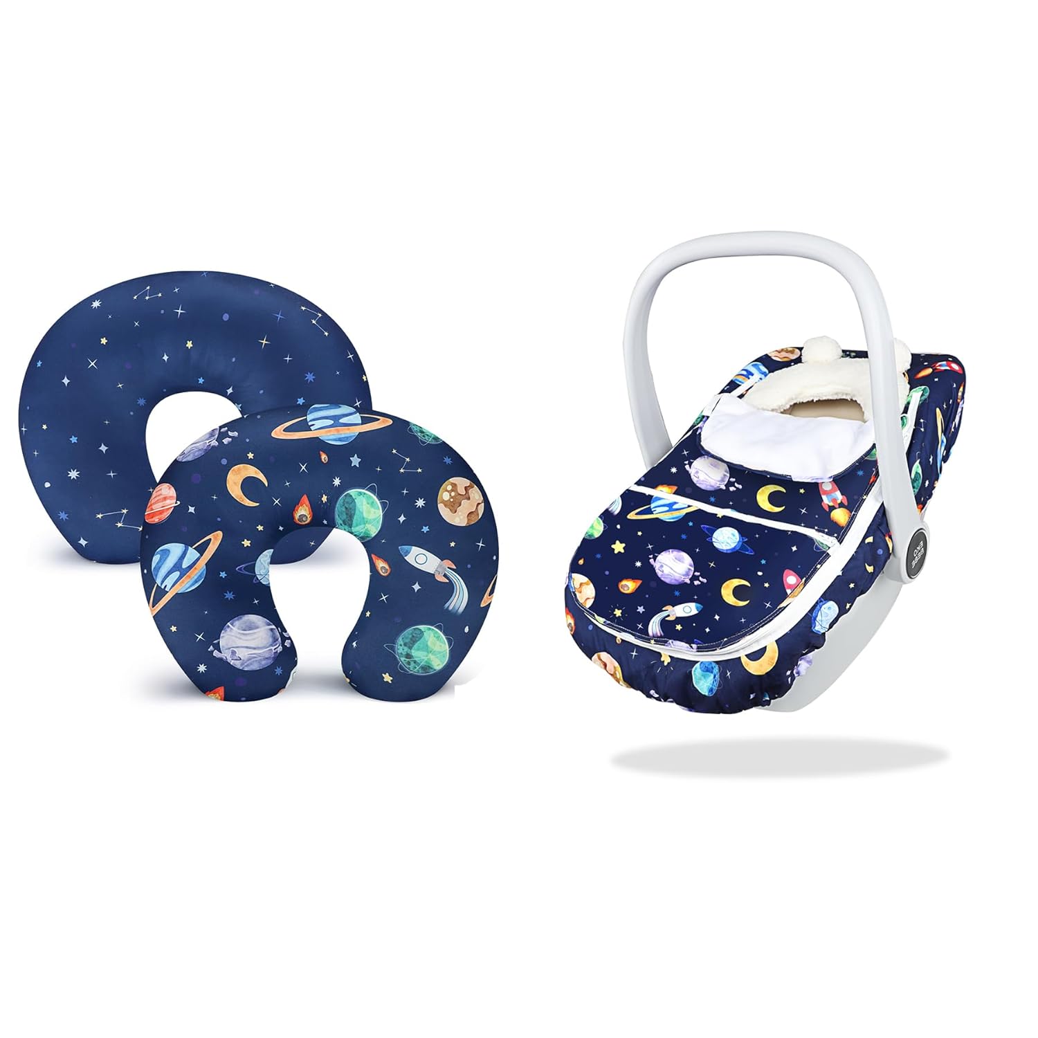 Pea Pod Pack of Nursing Pillow Cover and Baby Car Seat Cover Set Infant Car Seat Canopies Cover for Newborn