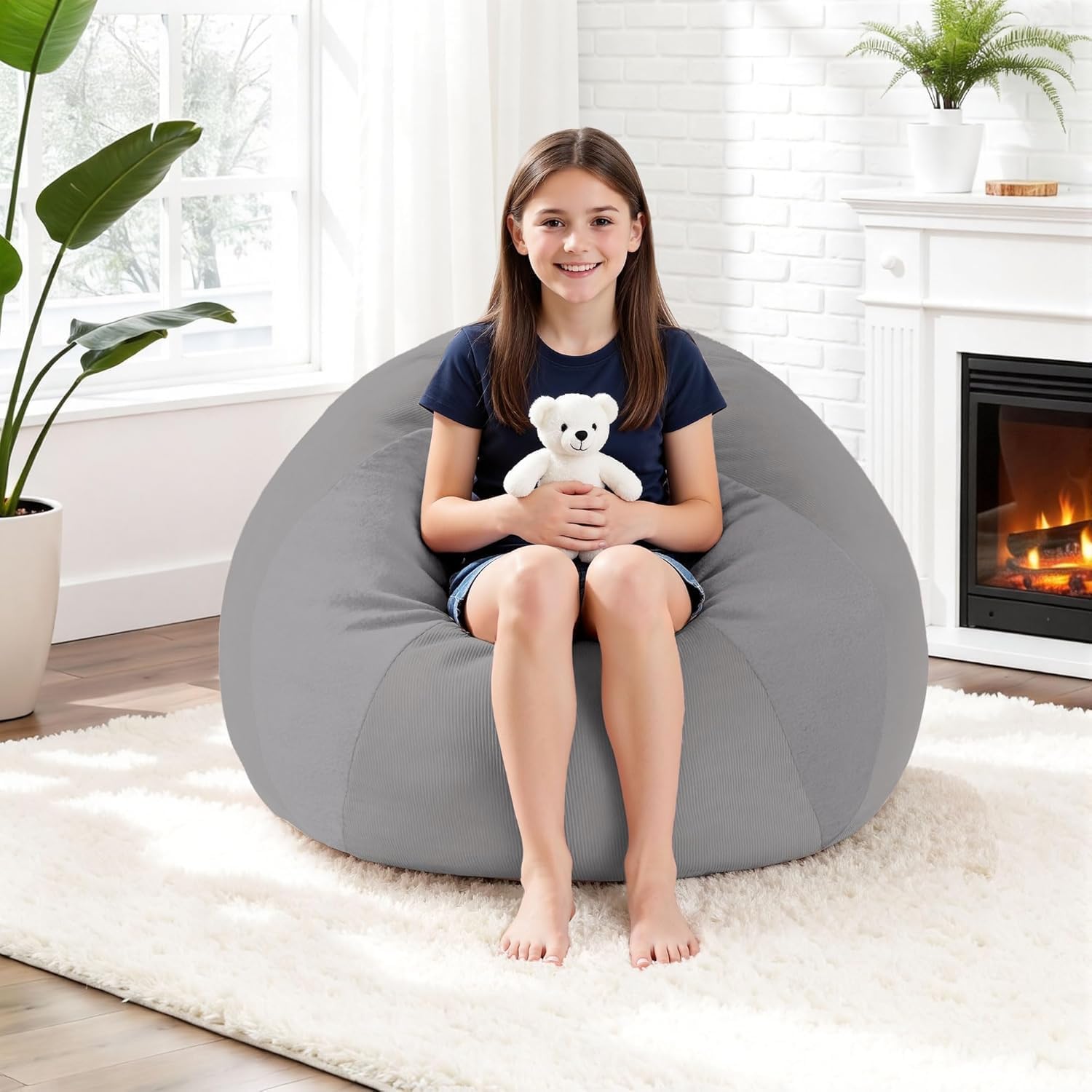 2FT Bean Bag Chair Teardrop Bean Bag Chairs for Adults Beanbag with Memory Foam Sofa