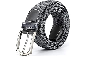 Braided Canvas Woven Men's Gray Belts