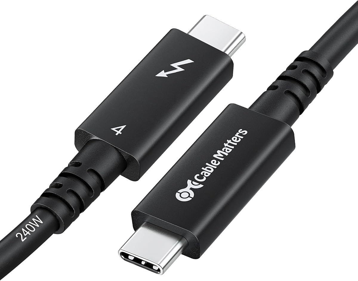 [Intel Certified] 40Gbps Active Thunderbolt 4 Cable, 6.6ft | Black, [8K@60Hz / 4K@240Hz, 240W Charging, 40Gbps Data Transfer], Compatible with Thunderbolt 3, USB4, USB-C